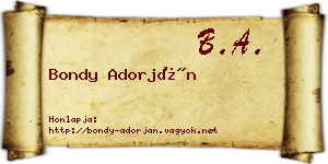 Bondy Adorján névjegykártya